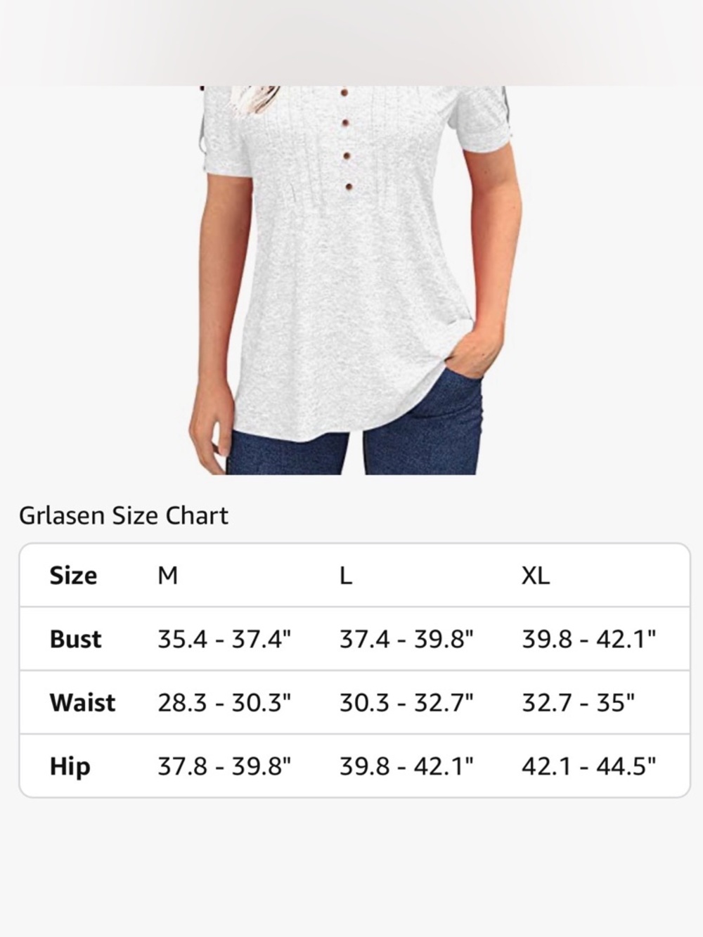 Women's Summer Pleated Button Short Sleeve T-Shirt Summer V-Neck White Tunic Top - Picture 5 of 10